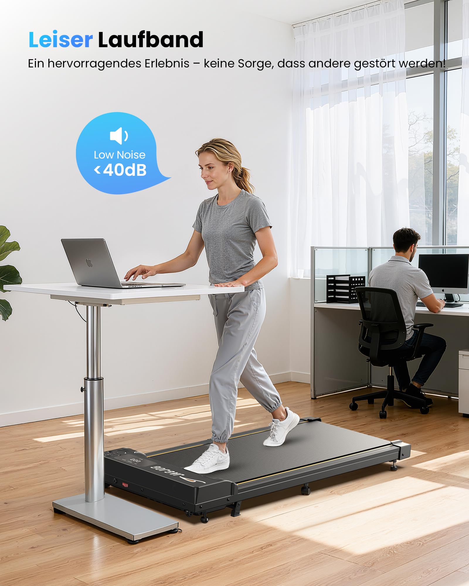 JAGJOG Unter Schreibtisch Laufband,kompakt und platzsparend,Basismodell | 15% Steigung,2.5-PS-Motor,1-6km/h,bis 136kg