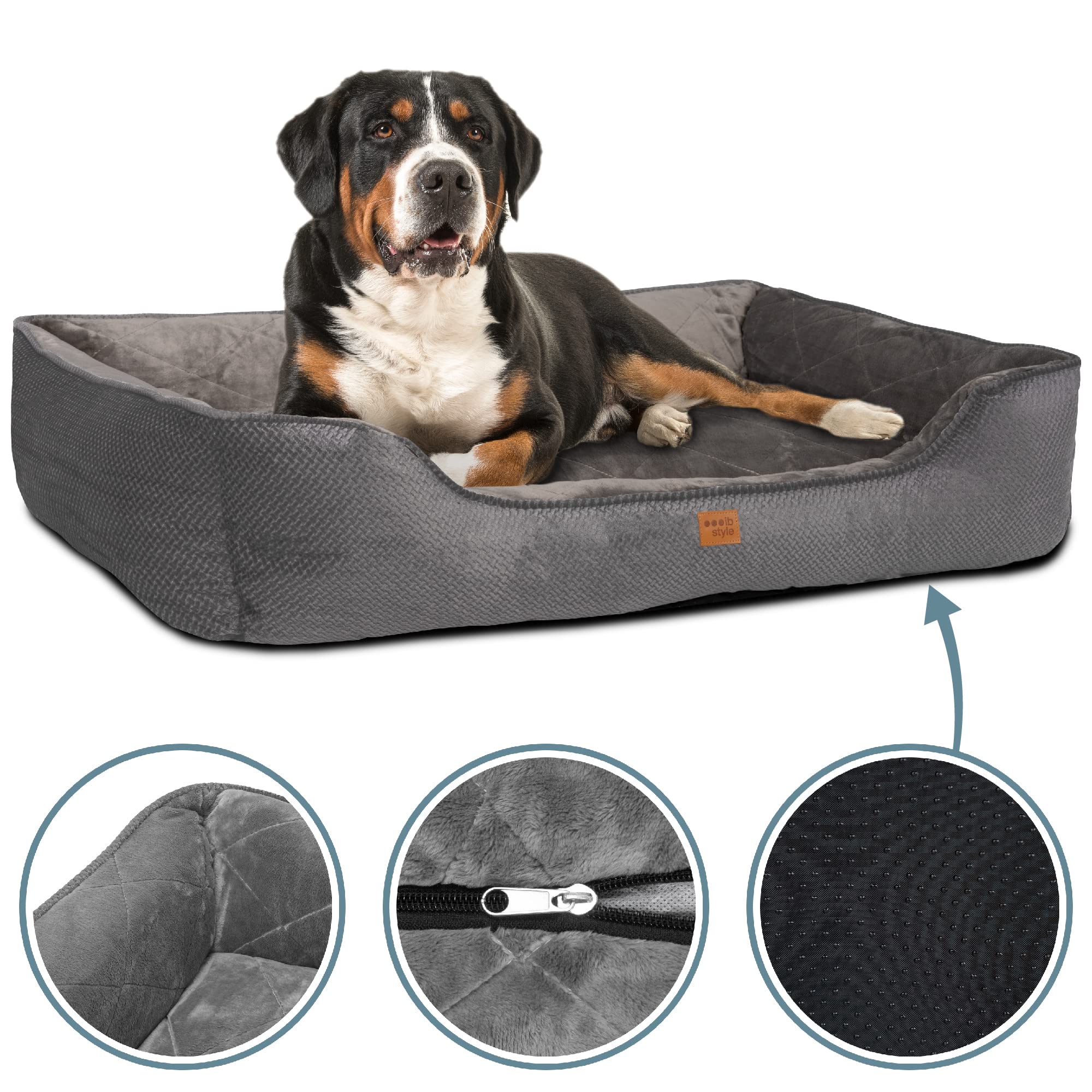 IB-Style® Happy Milo lit d'animaux | Panier pour Chiens & Chats | avec Fermeture éclair | Tailles : XL | Gris