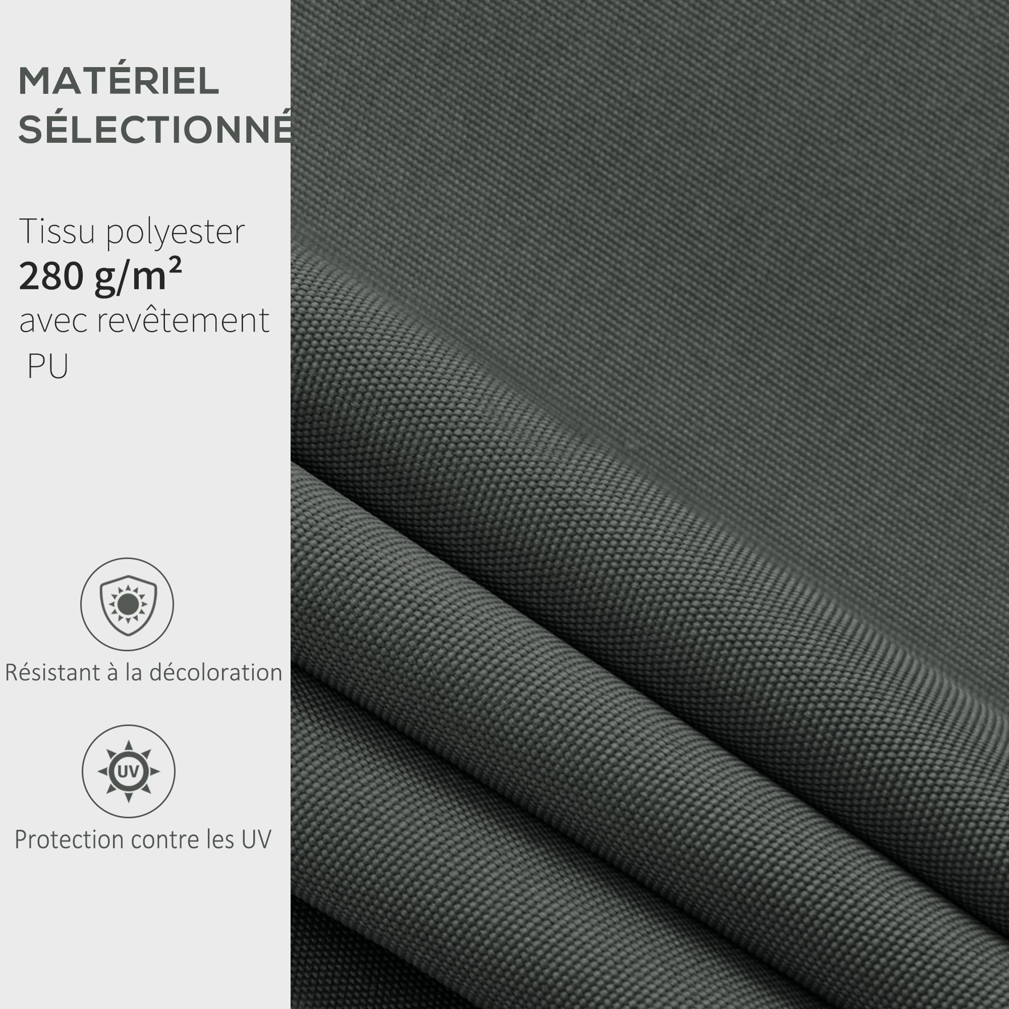 Outsunny Toile de Rechange Store banne - Lambrequin Vagues Douces - Polyester Haute densité 280 g/m² Anti-UV Compatible 3 x 2,5 m dim. 2,82L x 2,4l (avancée) m Gris