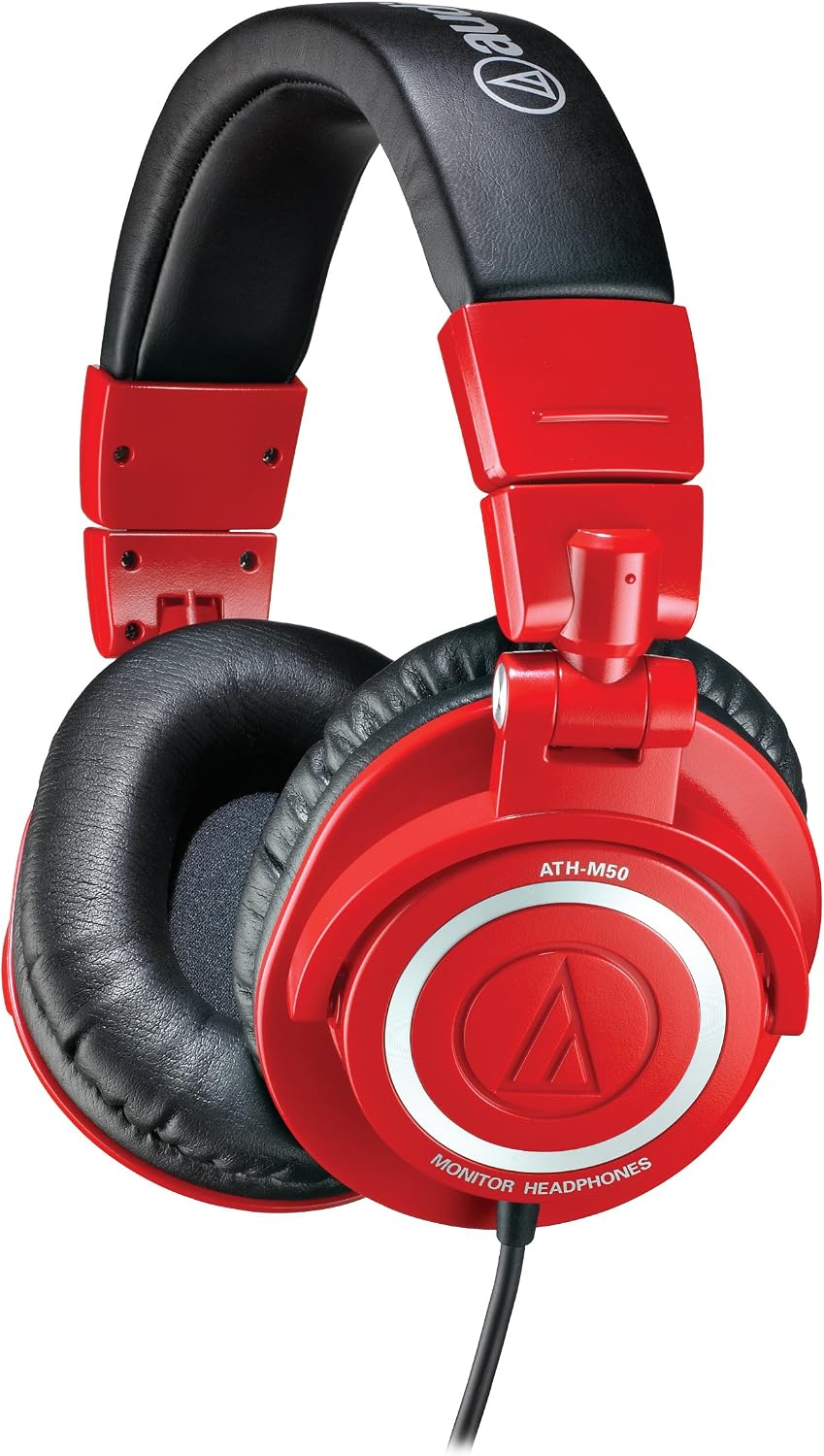 Audio-Technica ATHM50RD Professional Studio Monitor Headphones, Red