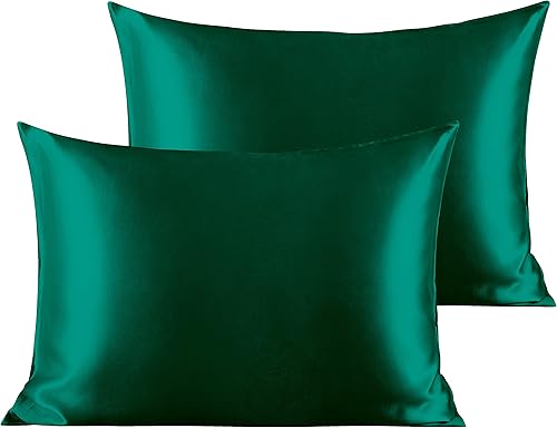Vista 104 de BEDSUM Paquete de 2 fundas de almohada de satén de seda King para cabello y piel, suaves y lujosas, fundas de almohada con cierre de sobre, 20 x 36