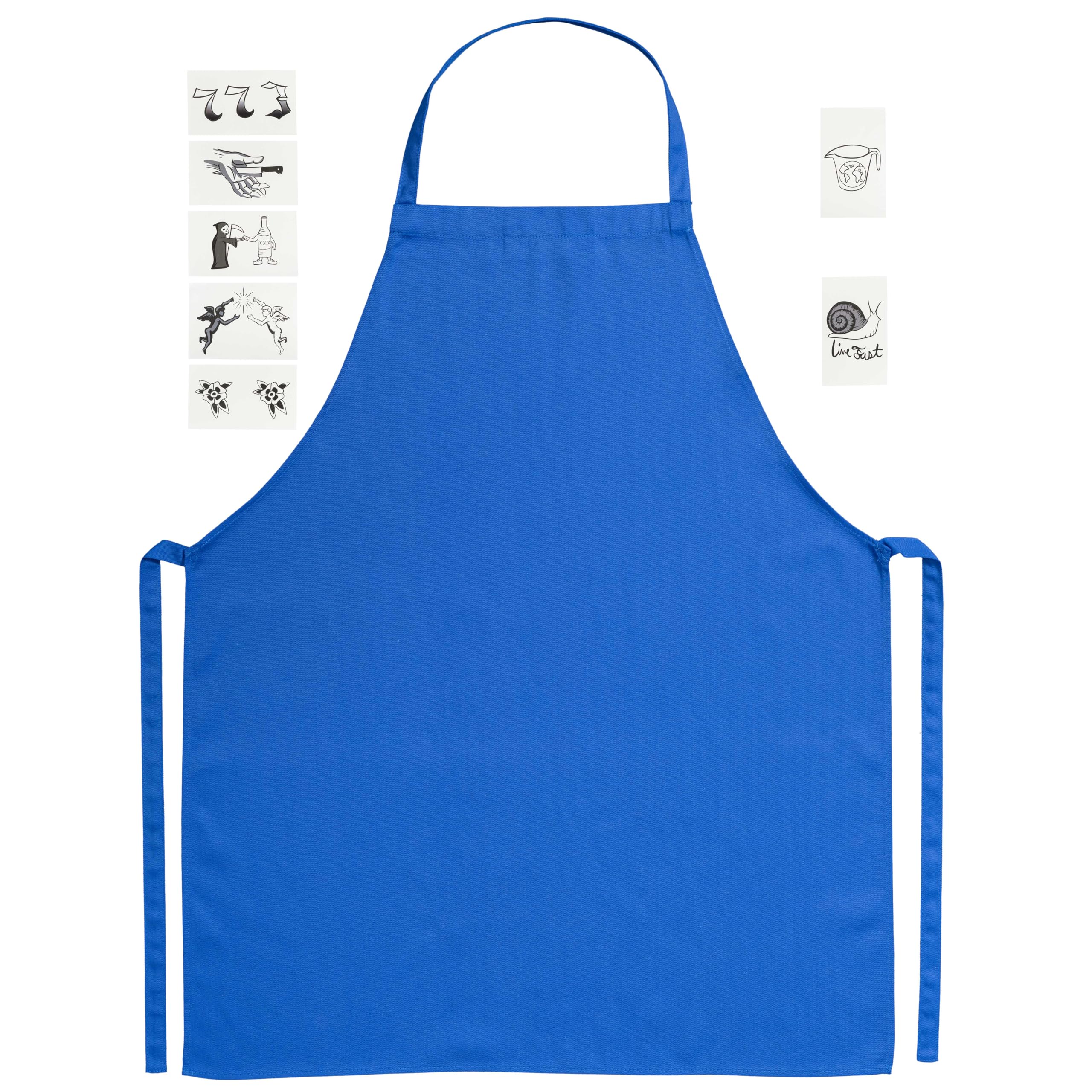 Costume Agent Bear Apron and Seven Removable Tattoos Set Sandwich Shop Chef Halloween Costume Cosplay Accessory Blue