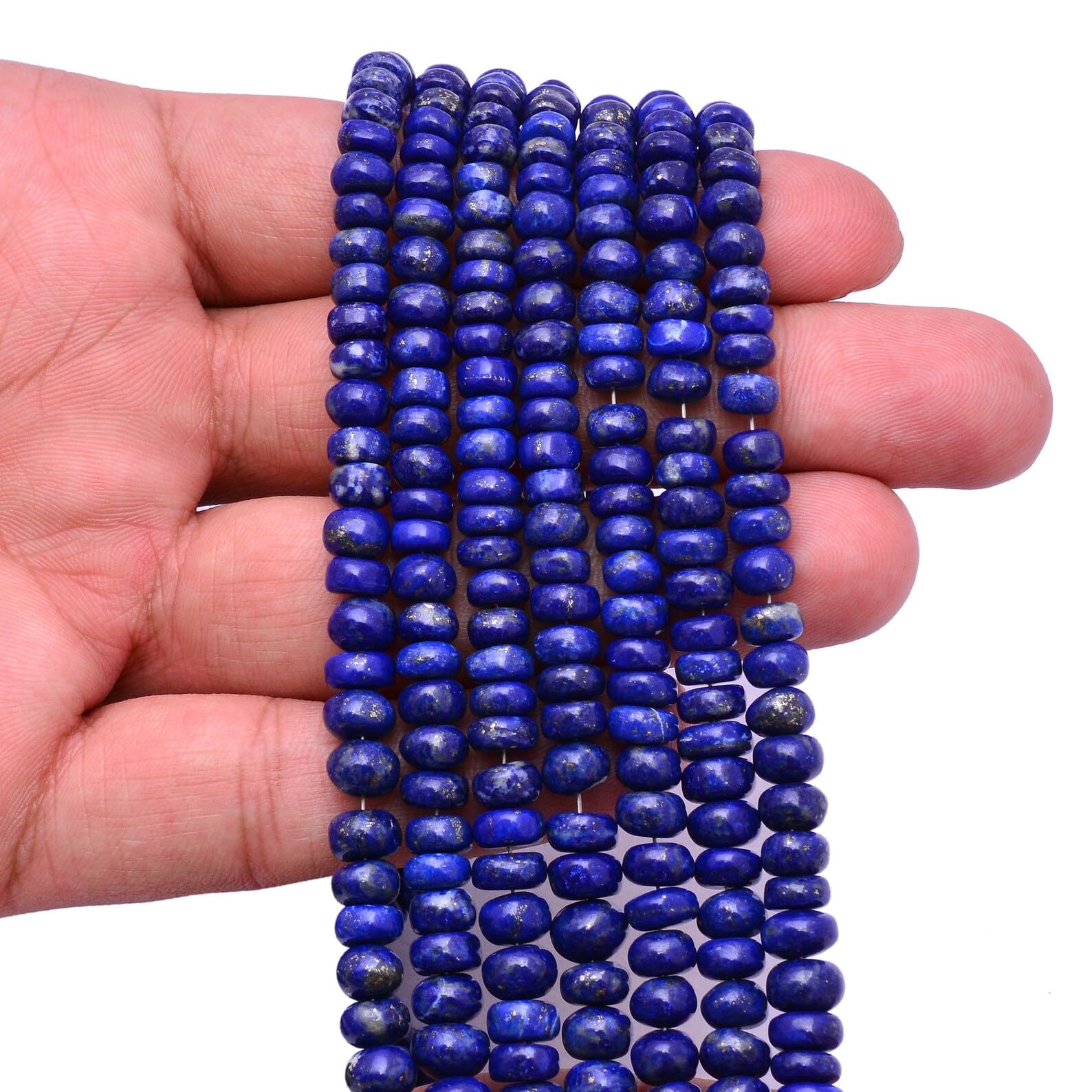 AAA+ Lapis Lazuli 5-7 mm gładkie koraliki rondelle, ciemnoniebieskie, naturalne, półszlachetne, luźne koraliki, sznurek 35 cm do produkcji biżuterii, bransoletek i naszyjników