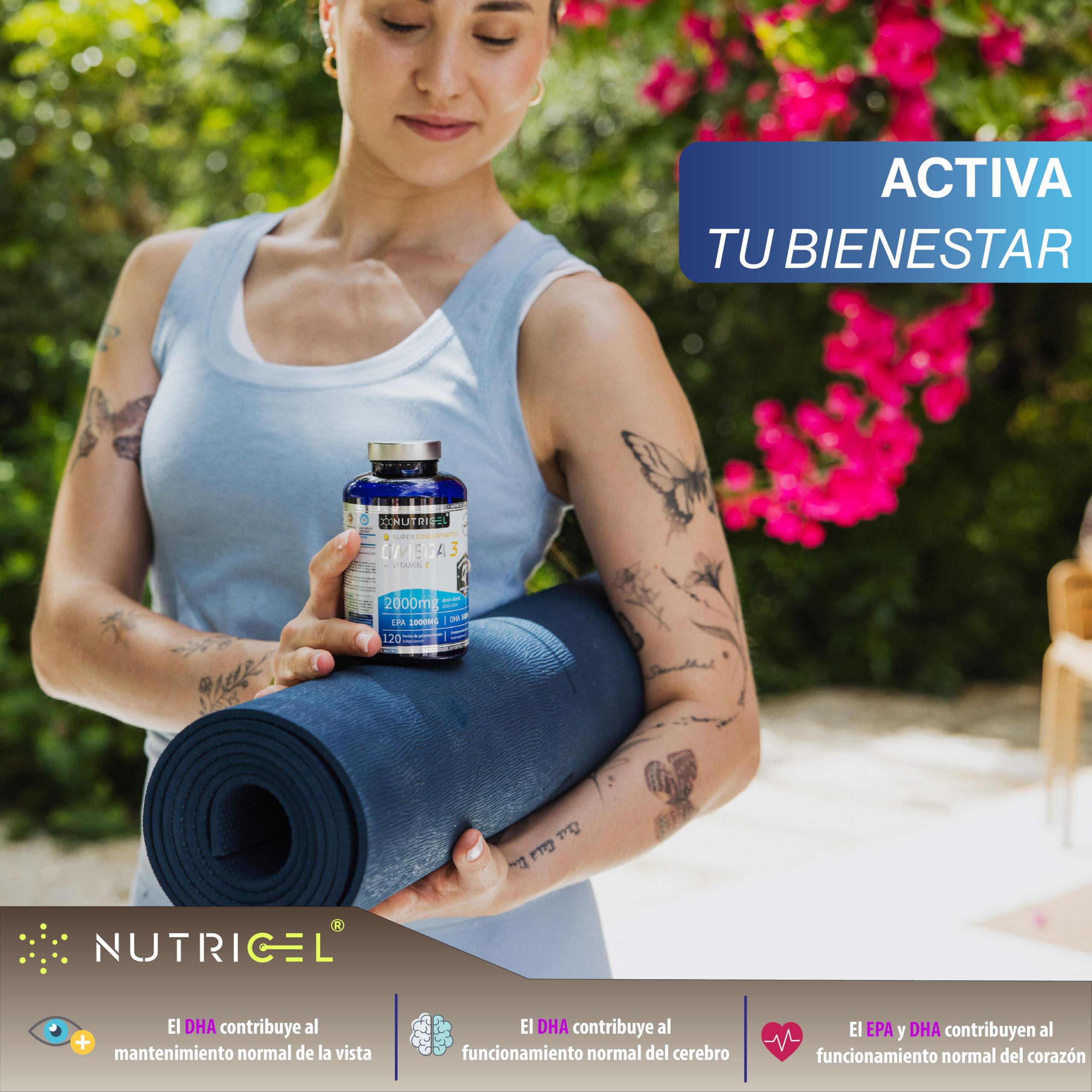 Omega 3 capsulas 2000mg por dosis diaria (2 cápsulas) EPA 1000mg + 500mg DHA - Sabor Vainilla - omega 3 epa y dha - Superconcentrado - Destilado Molecularmente - 120 cápsulas - Hasta 4 meses