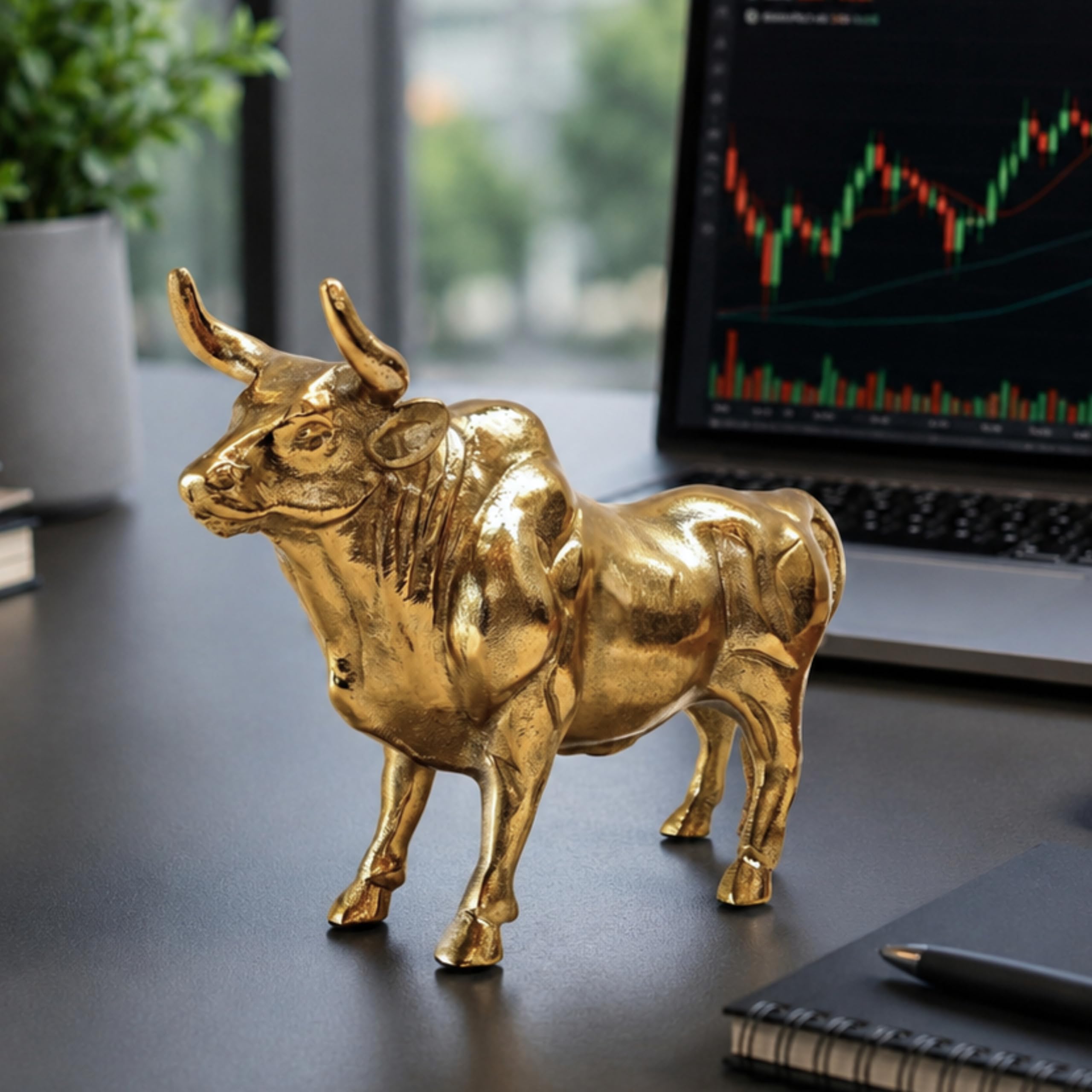BEHOMA Aluminium Bull Decorative Figurine Showpiece | Elegant Modern Tabletop Art Showpiece for Living Room, Office, Bedroom, Shelf Display | Premium Home Decor Accent-image-14