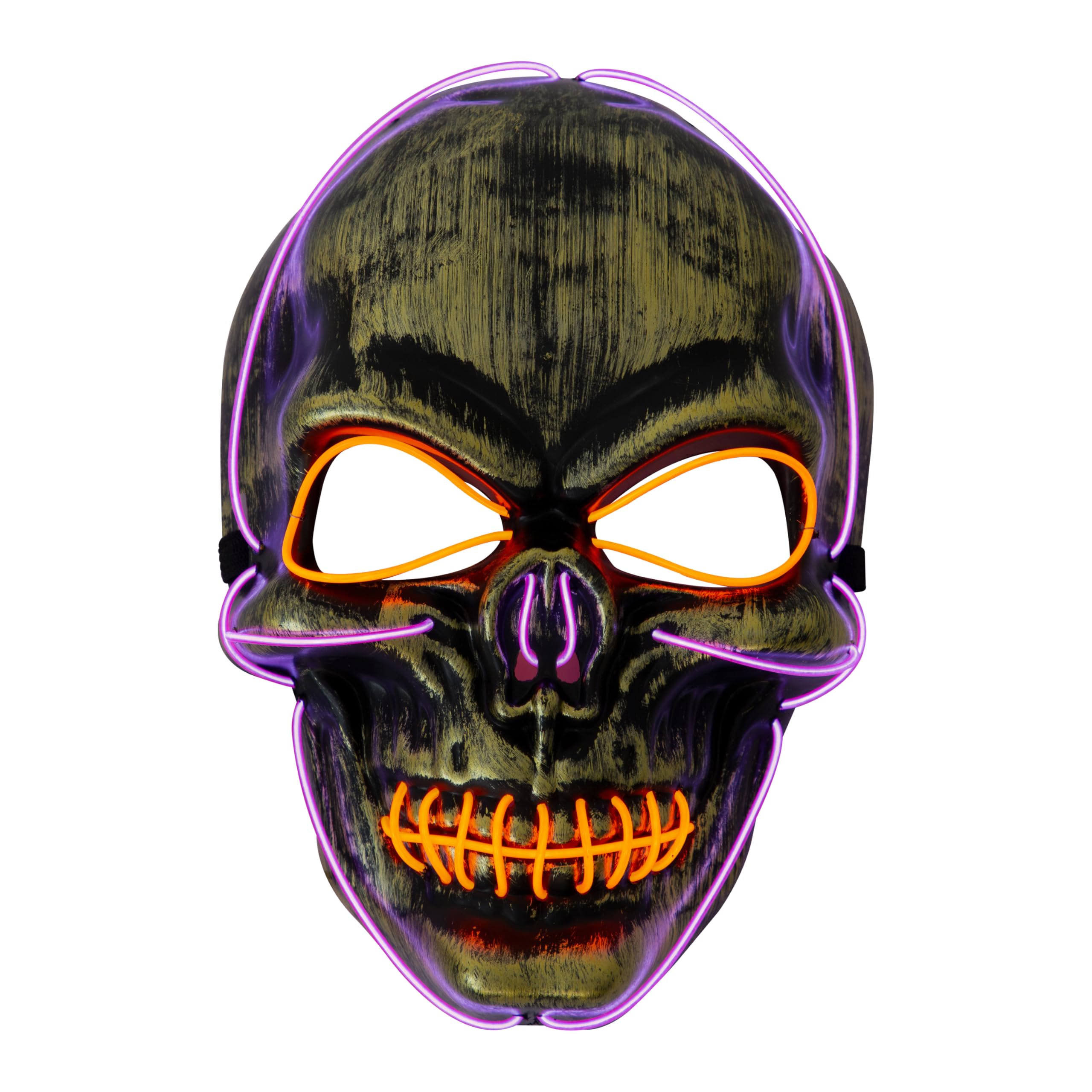Global Gizmos 45979 Light-Up Halloween Skull Mask/Orange & Purple LED Lights/Lightweight & Durable Halloween Costume Accessory / 3 Light Modes