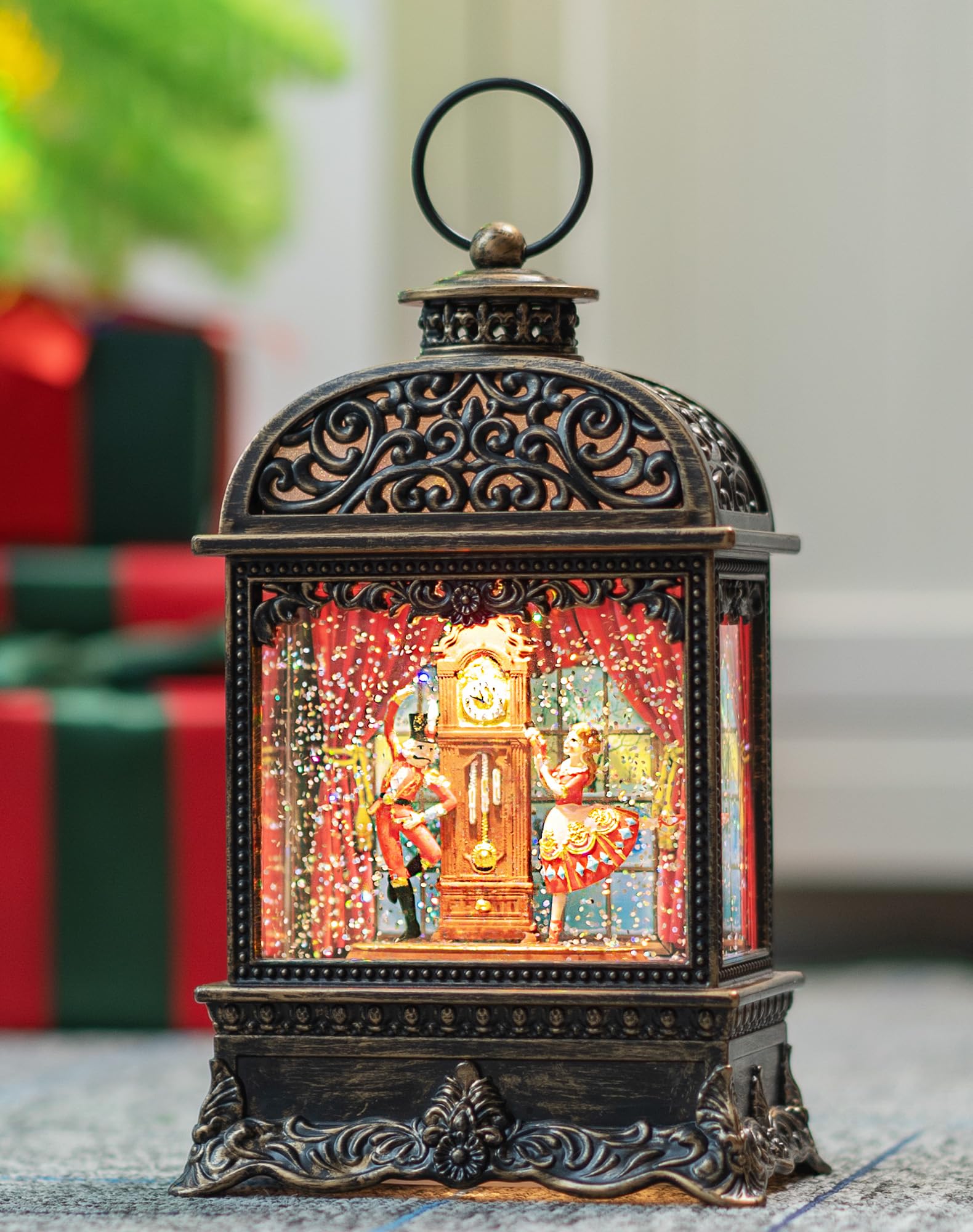 Weihnachts-Schneekugel-Lichter, funkelnde Spieluhr, USB- und batteriebetriebene Weihnachtsdekoration, Geschenke (neue Familienmitglieder)