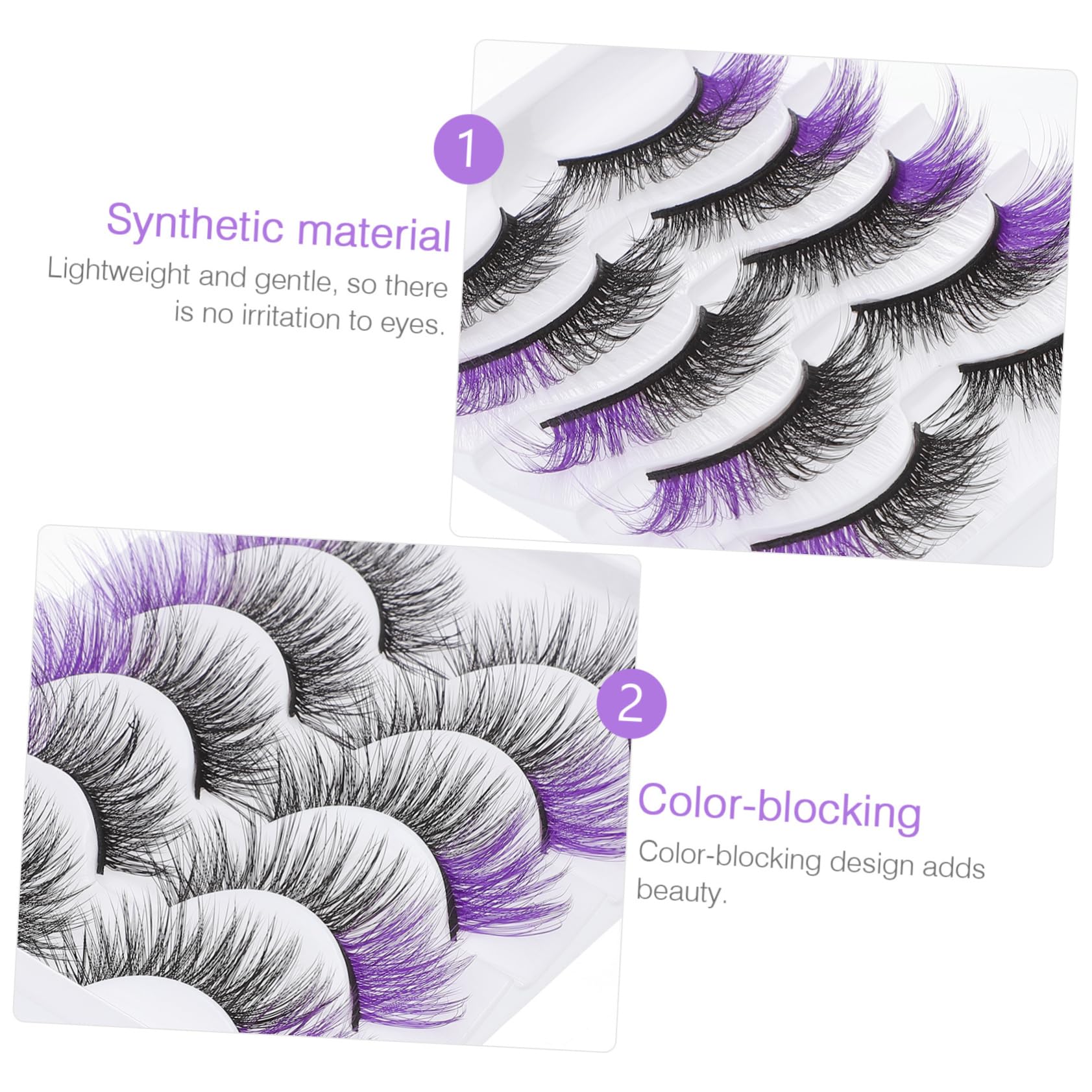 FRCOLOR Wimpern Violett 25 Paar Farbige Falsche Wimpern Halloween-wimpern Lange Flauschige Wimpern Farbige Wimpernverlängerung Wimpernverlängerungen Violett Nachahmung Von Verlängern Ende Des Auges