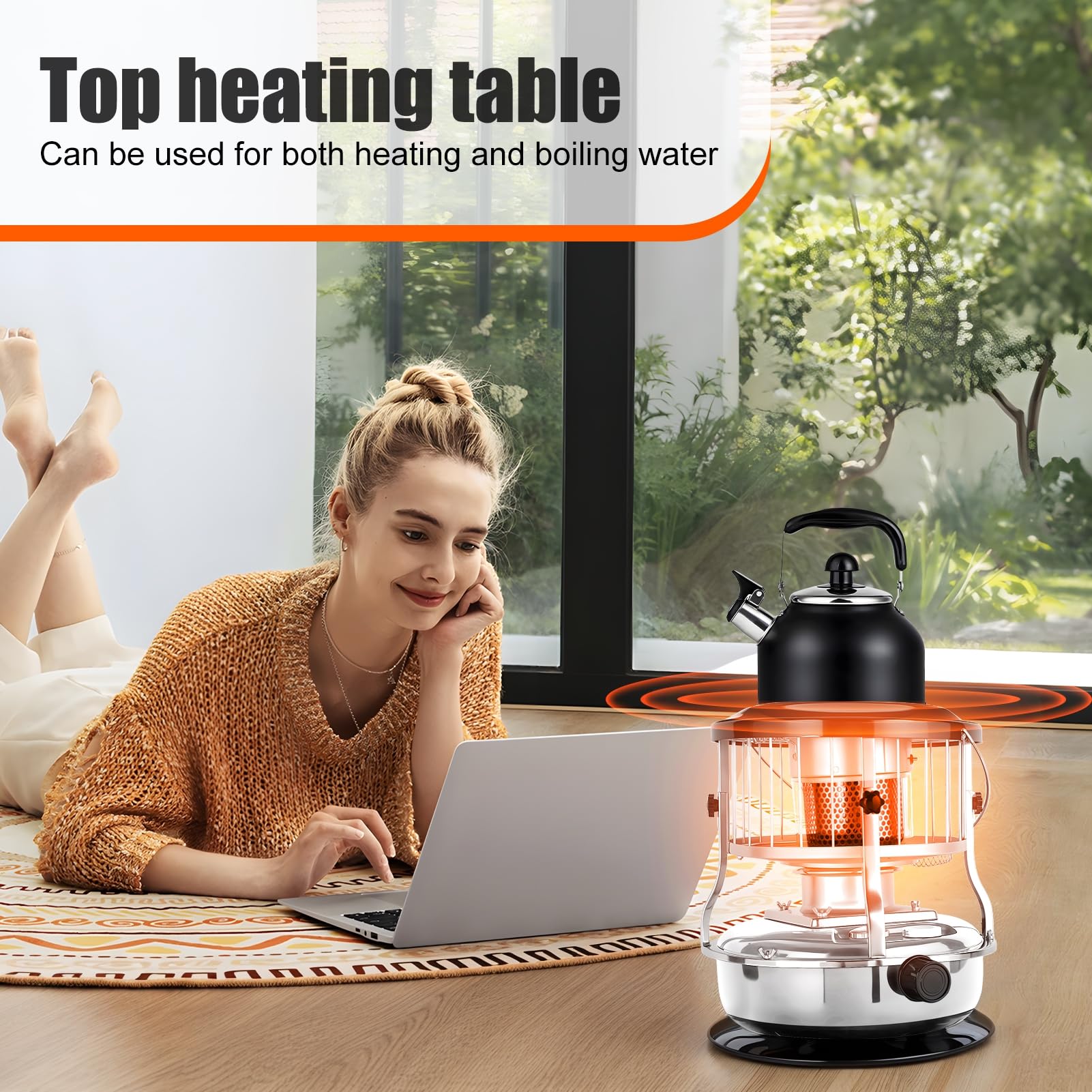 Tragbare 2-in-1 Kerosinheizung & Herd:9000 BTU Einstellbare Indoor/Outdoor Heizung für Camping, Eisfischen & Notfallgebrauch, Weiß