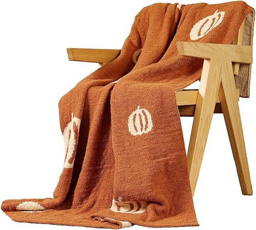 Manta para sofá, manta de microfibra reversible y esponjosa de calabaza 3D, súper suave y acogedora, manta de viaje de felpa para muebles, camas y