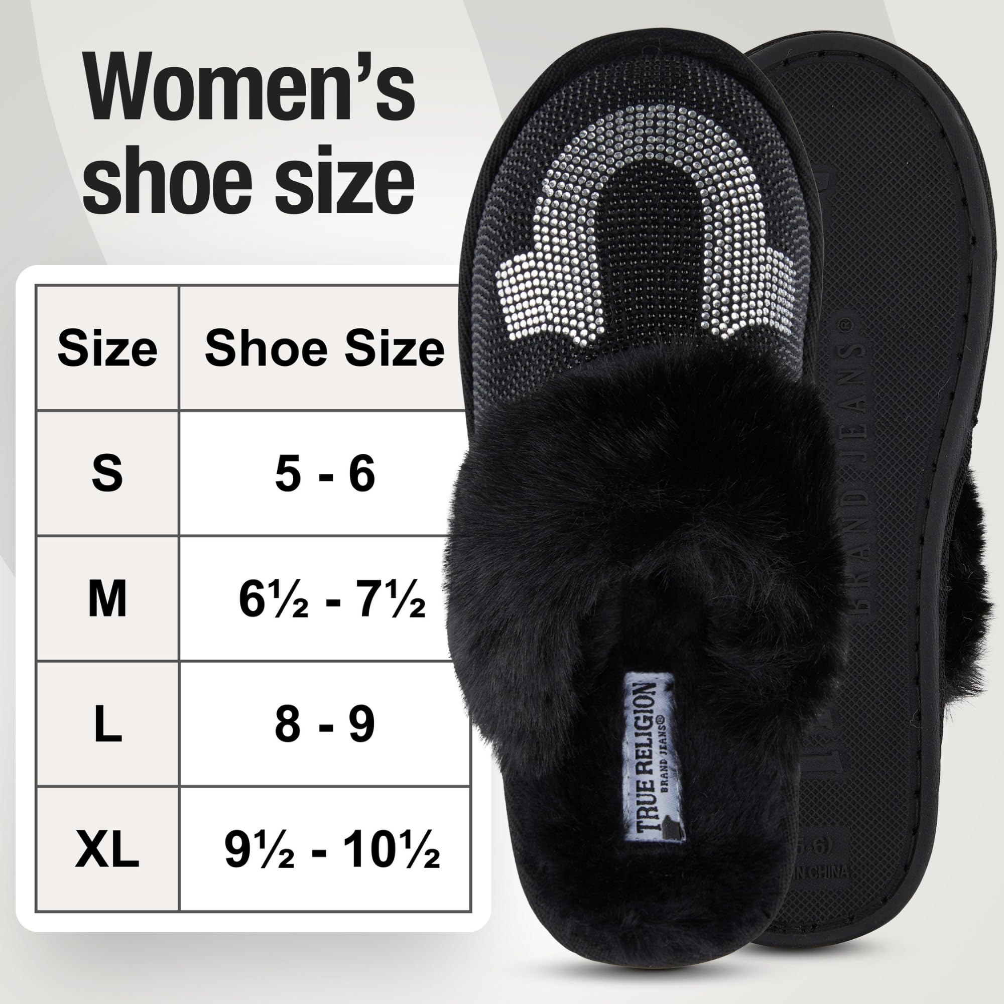 True Religion Pantuflas para mujer, regalos para mujer, acogedoras pantuflas de casa para mujer