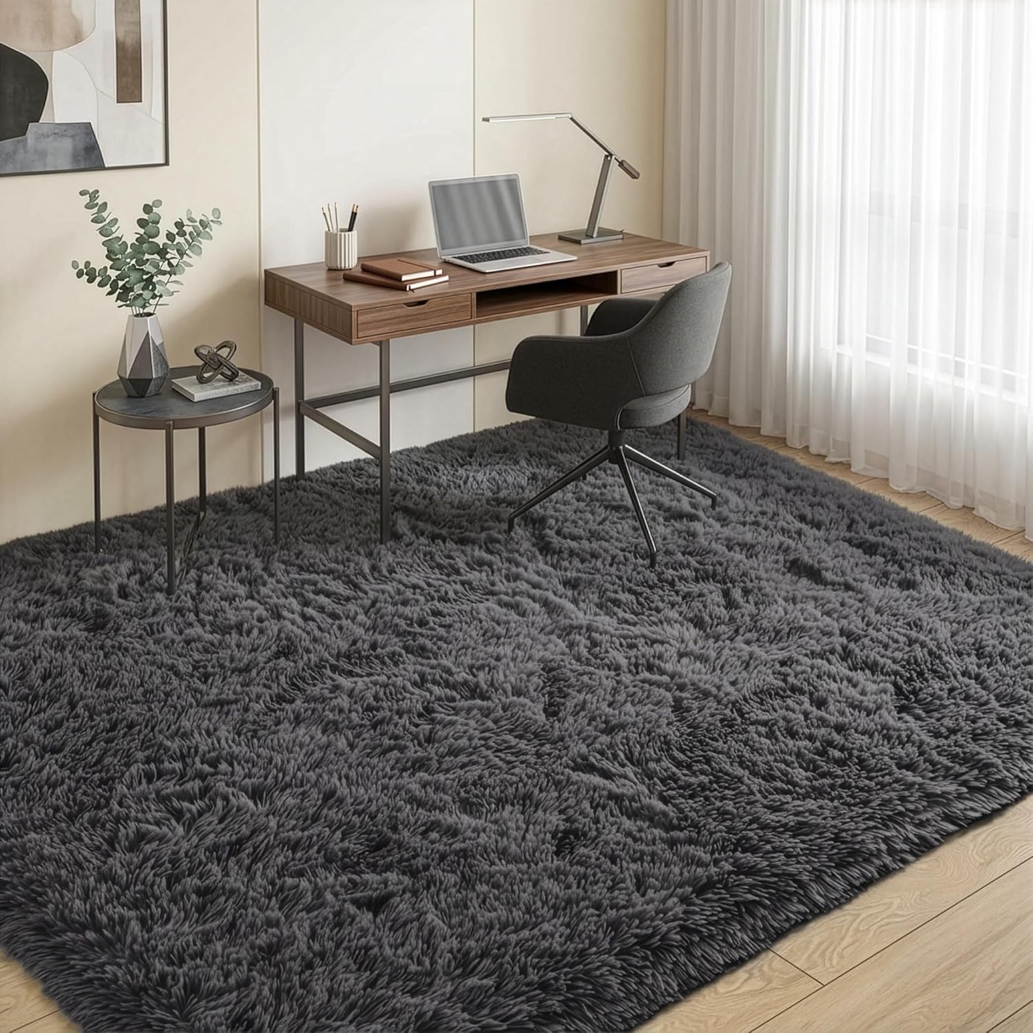 7 x 10 Fluffy Area Rug for Living Room, Shag Area Rugs for Bedroom, Soft Fuzzy Rug Non-Shedding Indoor Plush Carpet for Kids Bedroom Nursery Dorm Home Decor