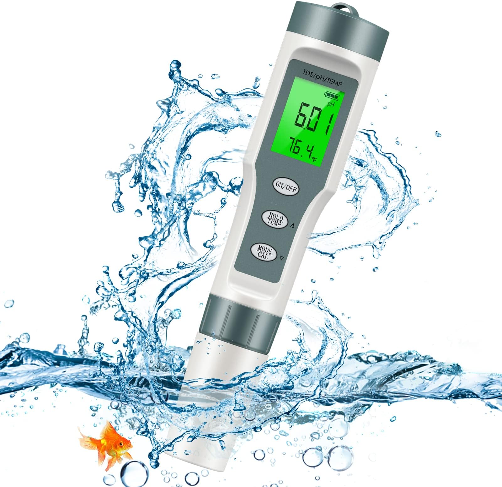 TDS/pH/Temperature 3-in-1 pH Meter for Water, 0.01 High Precision Water Quality Digital pH Tester, pH Measurement Range with 0-14, pH Pen TDS Water Test Meter for Drinking Water, Pool and Aquarium