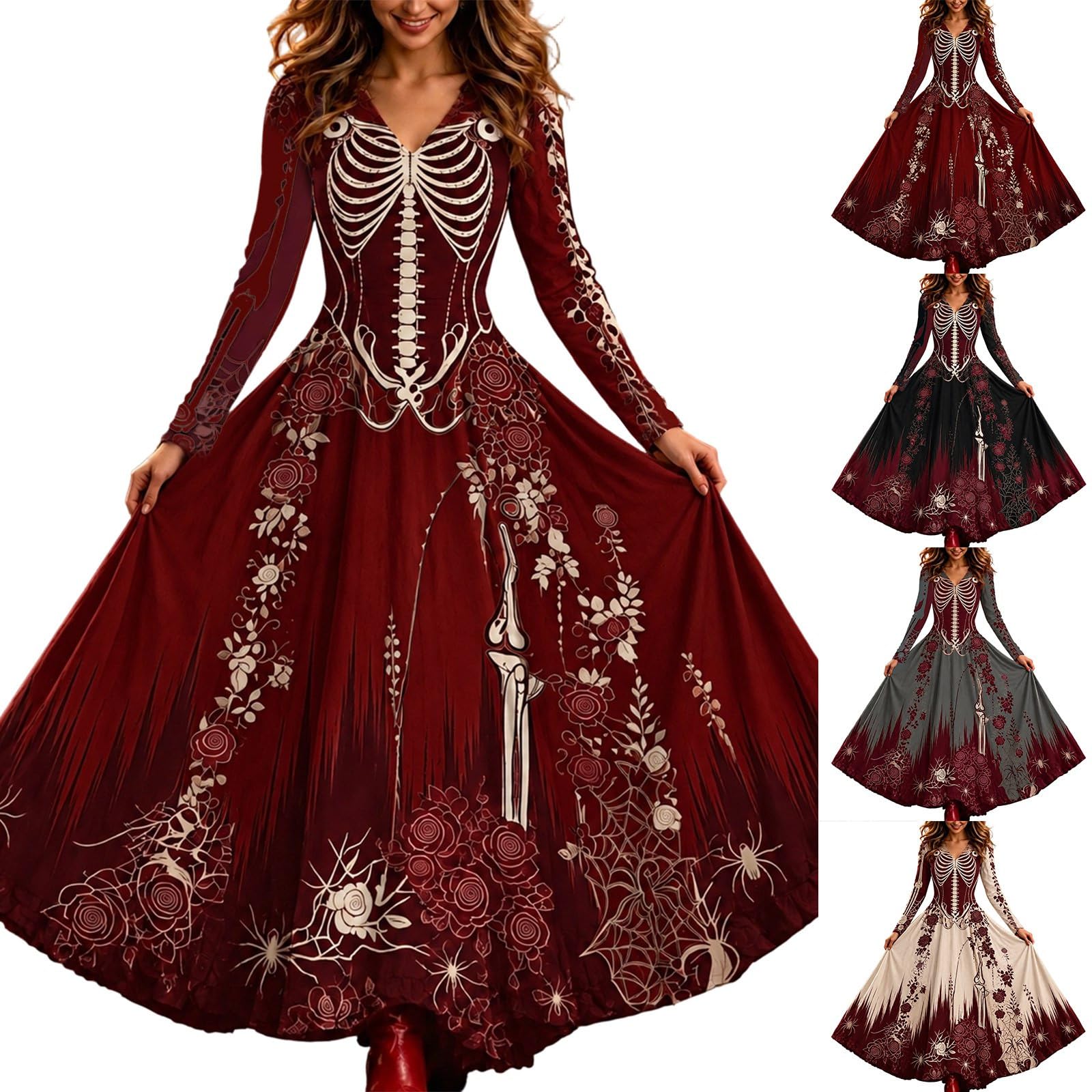 Halloween Kostüm Damen Gruselig Vampir Skelett Horror Braut Kleidung