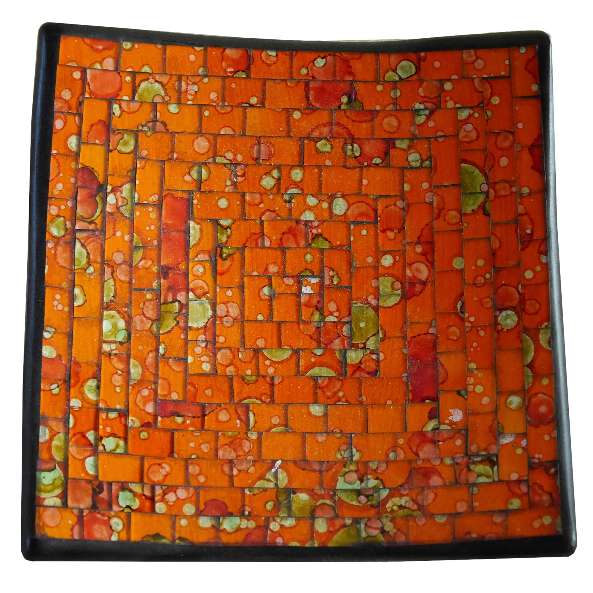 ART-CRAFT Dekoschale Mosaikschale grün-orange Tonschale Schl