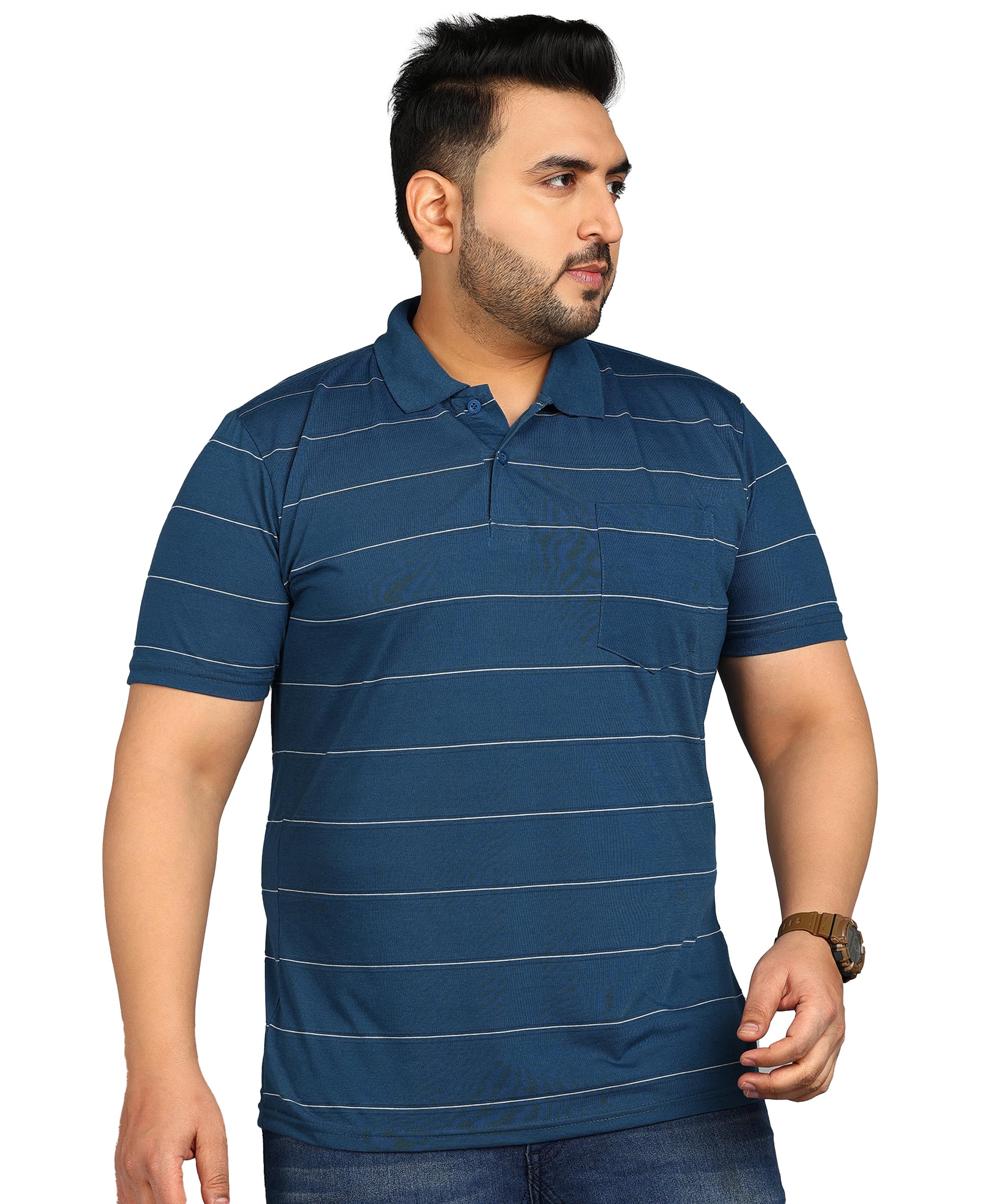 inkkr Half Plus Size Men's Regular Fit Striped Tshirt-picture-39