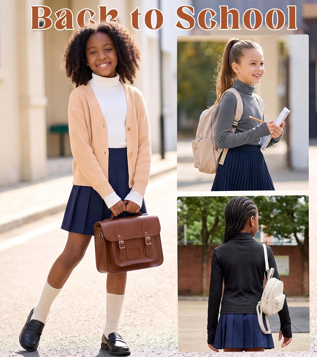 Kids4ever Girls 3 Pack Ribbed Shirt Thumbholes Turtleneck Base Layer 5-12Y