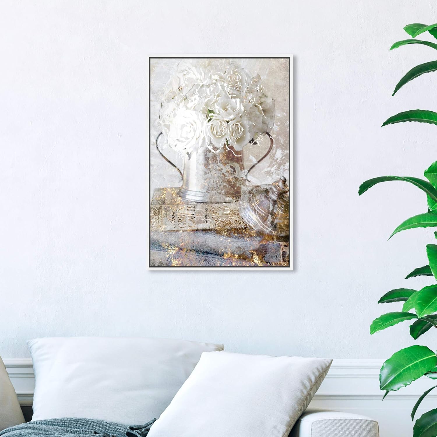 Oliver Gal Romantic Roses Canvas Print Wall Art for Living Room, Bedroom, and Bathroom, 16 x 24, White Floater Frame