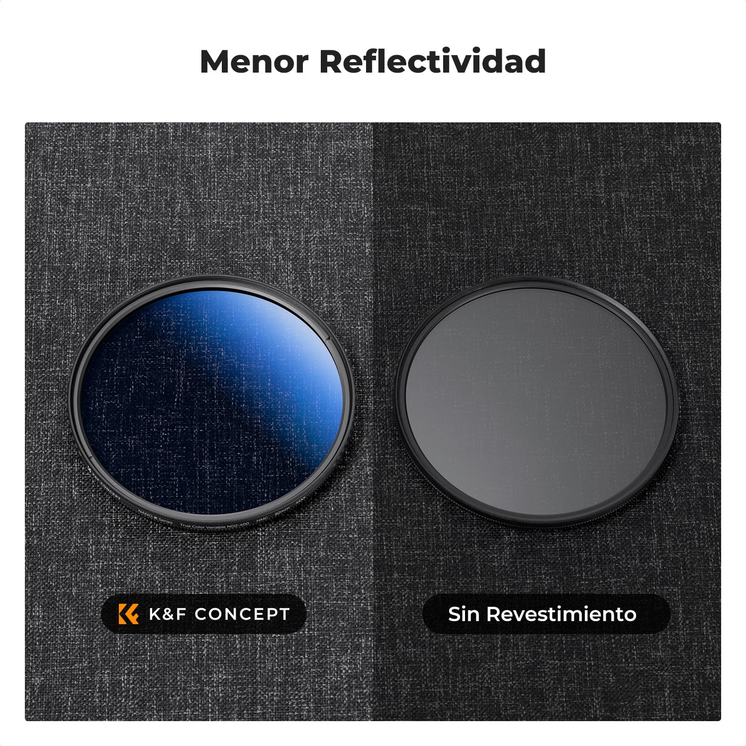 K&F CONCEPT Nano-Klear True Color ND Filtro Variable ND2-400,37mm ND2-400 Filtro de Densidad Neutra Variable de Vidrio Óptico con 3 Paños de Limpieza