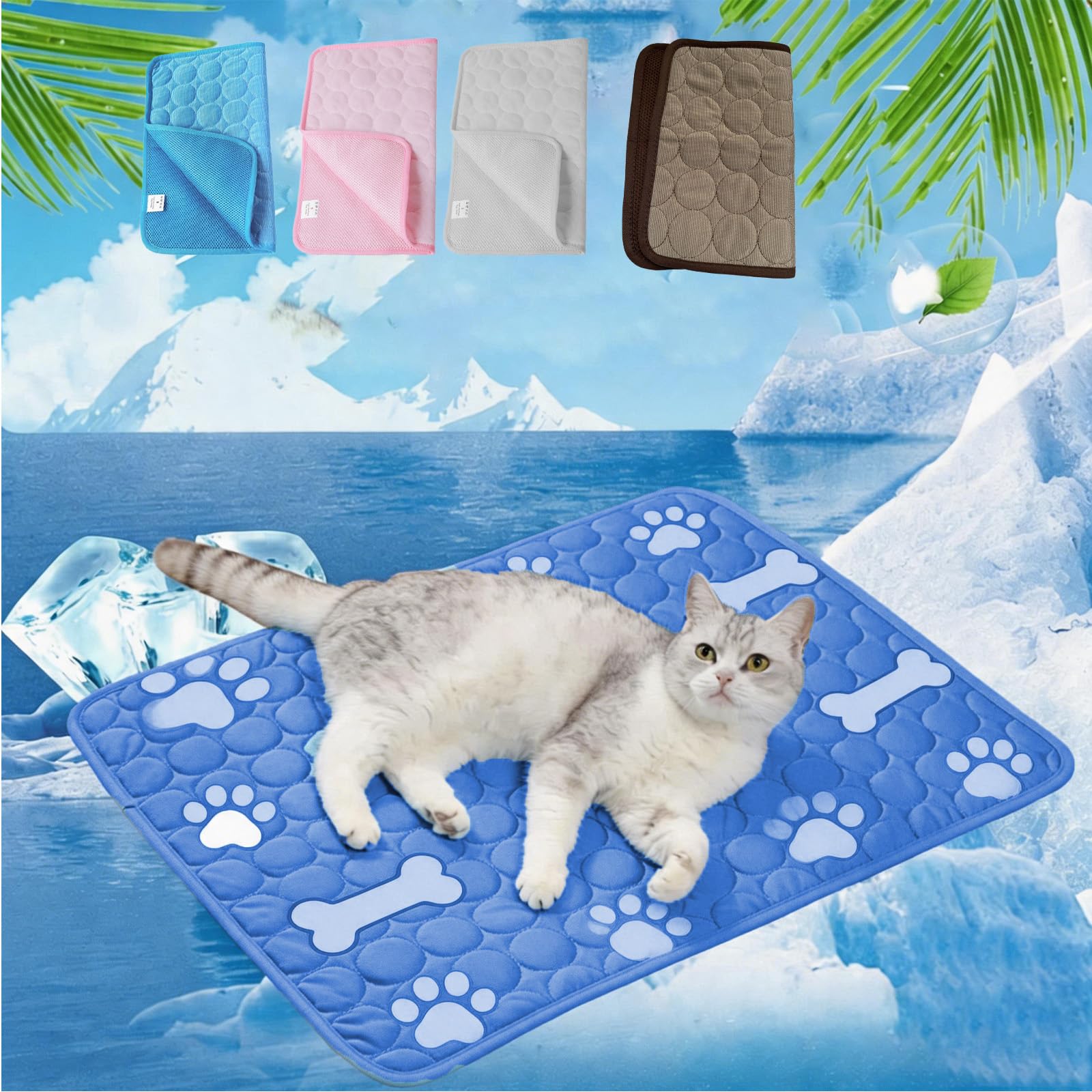 2026 New ChillPaws Cooling Mat, Summer Dog Cooling Mat, Washable & Reusable,Water Absorption Top, Materials Safe, Easy Carry, EZ Clean. Keep Cooling for Pets, Kids and Adults (DARK BLUE,50*40cm)