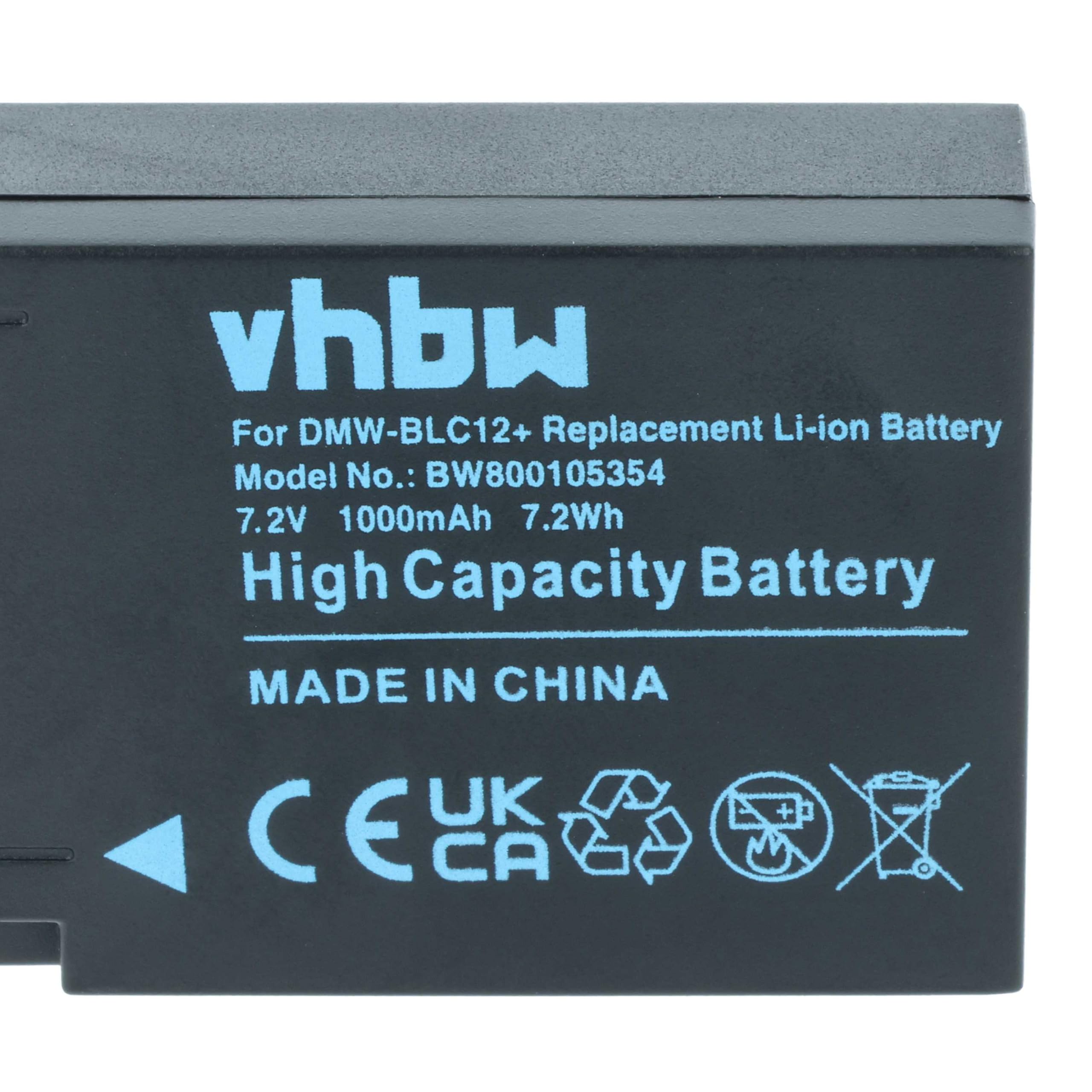 vhbw 3x batteria sostituisce Panasonic DMW-BLC12, DMW-BLC-12, DMW-BLC12E per fotocamera (1000mAh, 7,2V, Li-Ion), infochip