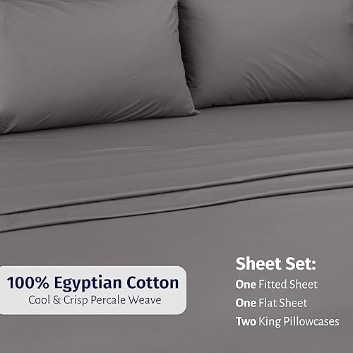 Miniatura 3 de California Design Den Juego de sábanas tamaño King de algodón - Juego certificado de sábanas de percal de algodón egipcio 100 % de tamaño King, con