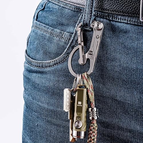 Miniatura 3 de RovyVon Clip de llavero de mosquetón de titanio U4 (G2) con regla, multiherramienta EDC y para exteriores