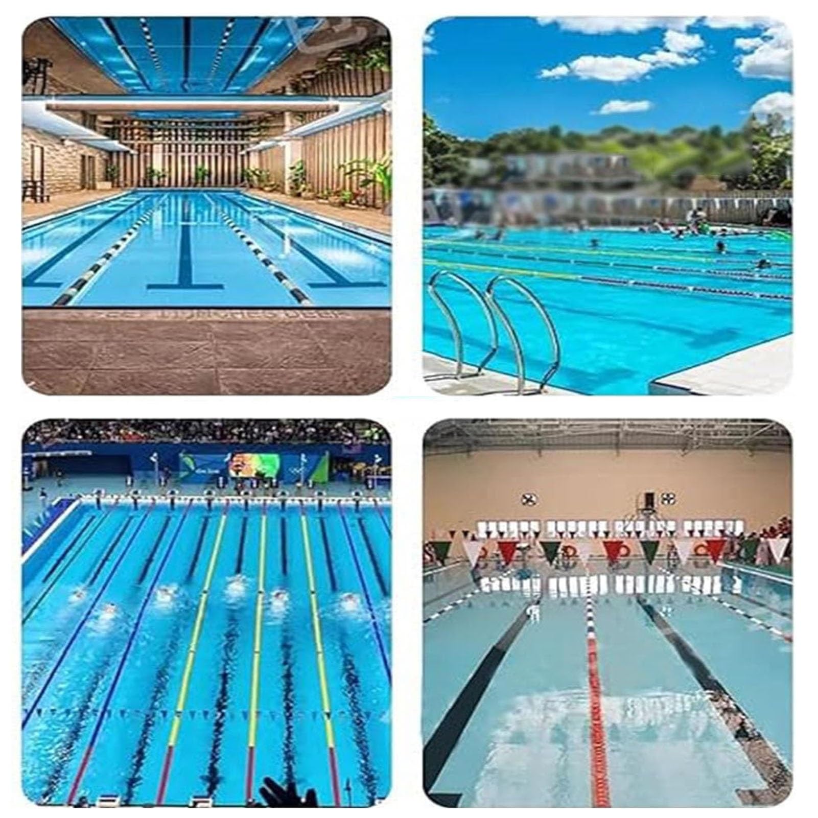 Cordes de séparation pour piscine - Lignes de nage flottantes de sécurité rouges, jaunes, bleues et blanches avec flotteurs de 20 cm et câble en acier inoxydable de 2 m pour la sécurité de l