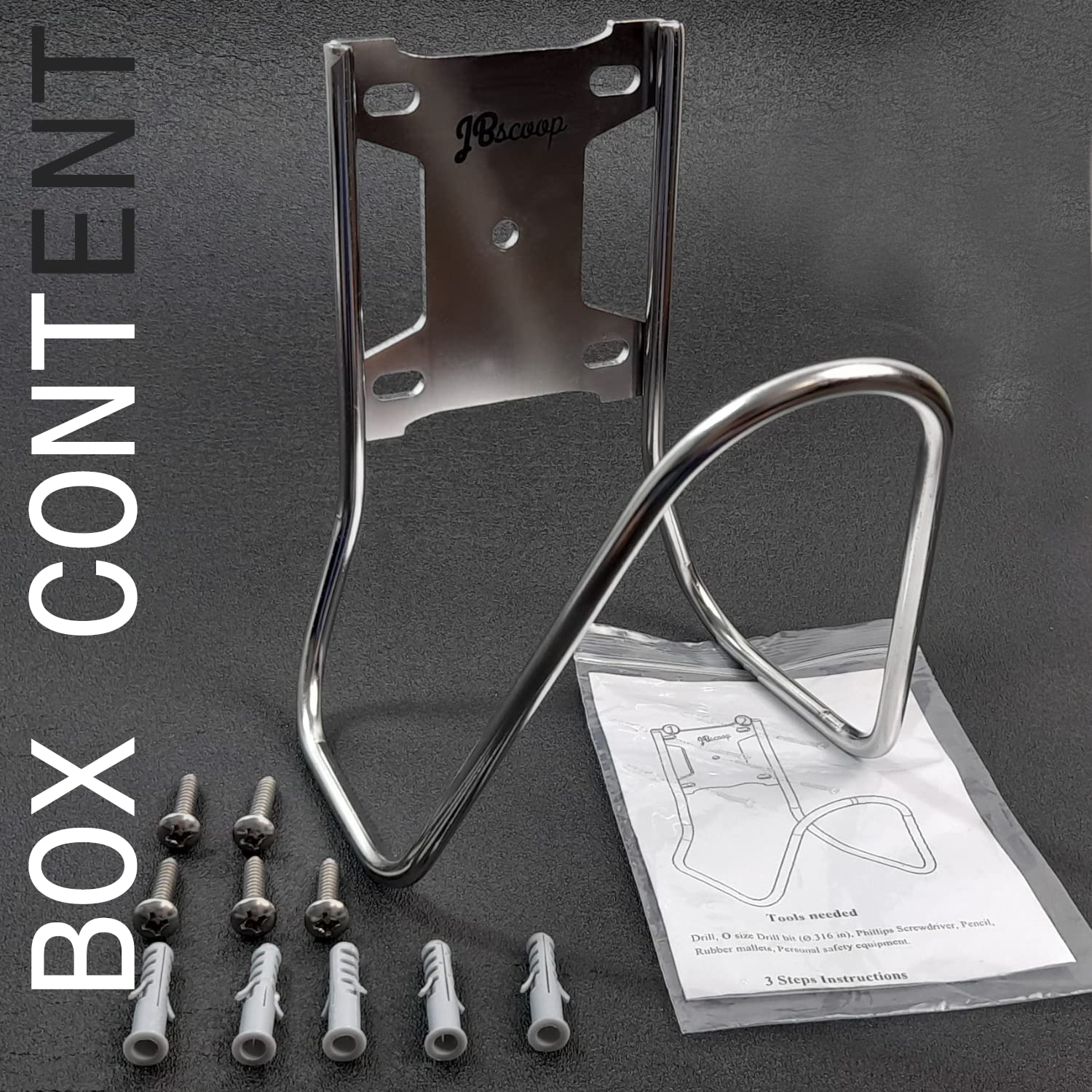 JBscoop Soporte para manguera de jardín, de acero inoxidable, soporte de pared para manguera de agua, cables de extensión, manguera de compresor de aire, resistente y a prueba de óxido