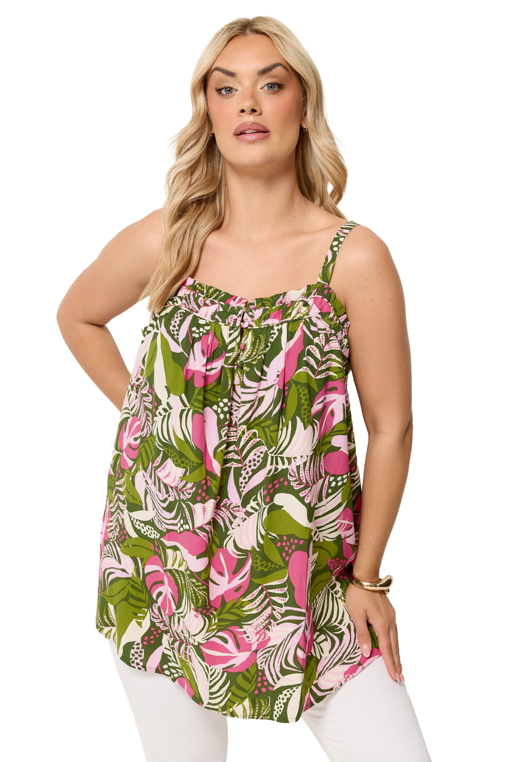 Yours Women's Green Floral Cami Vest Top In Size 22-24