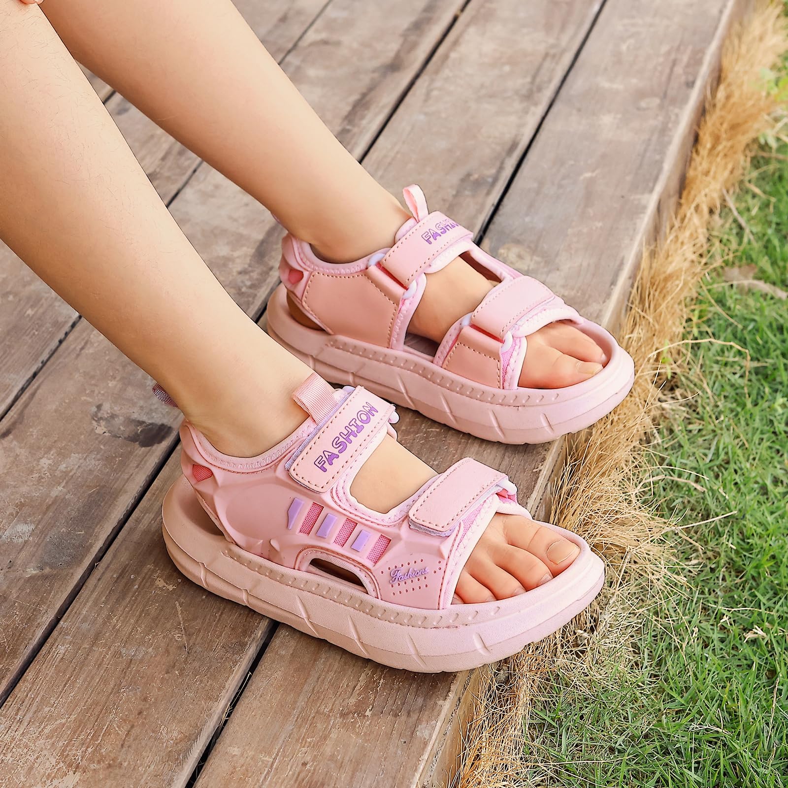 Sandale Enfant EVA Sandales Fille et Garçon, Sandalettes Bouts Ouverts Antidérapantes pour Enfants, avec Fermeture à Double Scratch, Confortables Sandales pour Les Activités en Plein Air