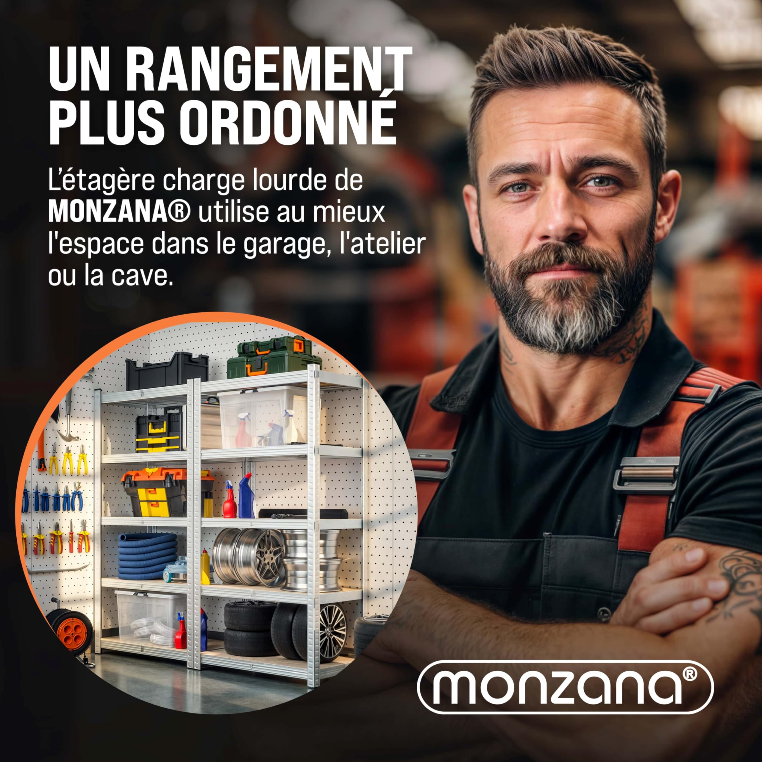 Monzana 2X Étagères Charge Lourde 5 Niveaux 180x90x40cm Étagère métallique modulable Max 875kg Rangement Garage Atelier