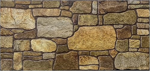 Miniatura 4 de Dundee Deco Paneles de pared 3D, revestimiento, paneles de pared con aspecto de piedra marrón dorado, revestimiento de espuma de poliestireno para