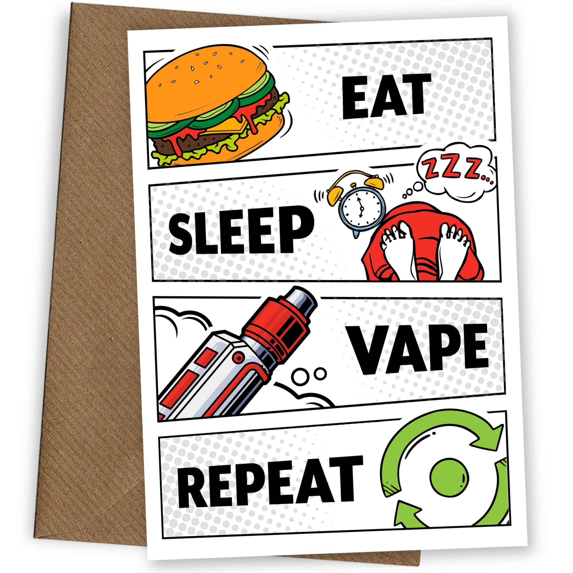 Lustige Geburtstagskarte für Sohn, Erwachsene oder Tochter, Erwachsene –  Eat Sleep Vape Repeat – Lustige Vape-Geschenke für Freund oder Familie, Eat  
