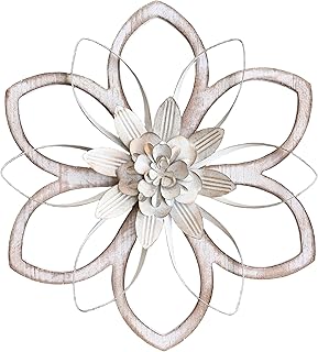 26 Metal Flower Wall Decor Ideas That Bloom Indoors 6 Remenna Metal & Wood Flowers Wall Decor, Rustic Wall Art Decoration Farm...