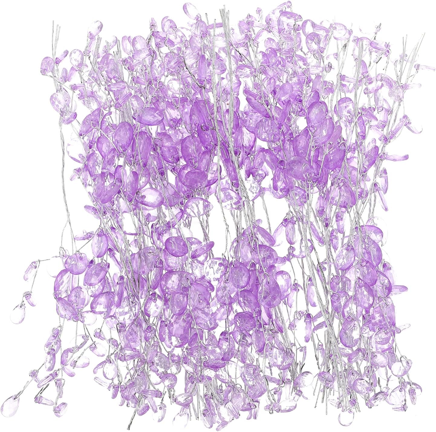 VOSAREA Crystal Flowers 50 Stems Artificial Bouquets Acrylic Bead Drops Branches Bead Sprays for Wedding DIY Crafts (16cm, Purple) Wedding Flowers Bouquets