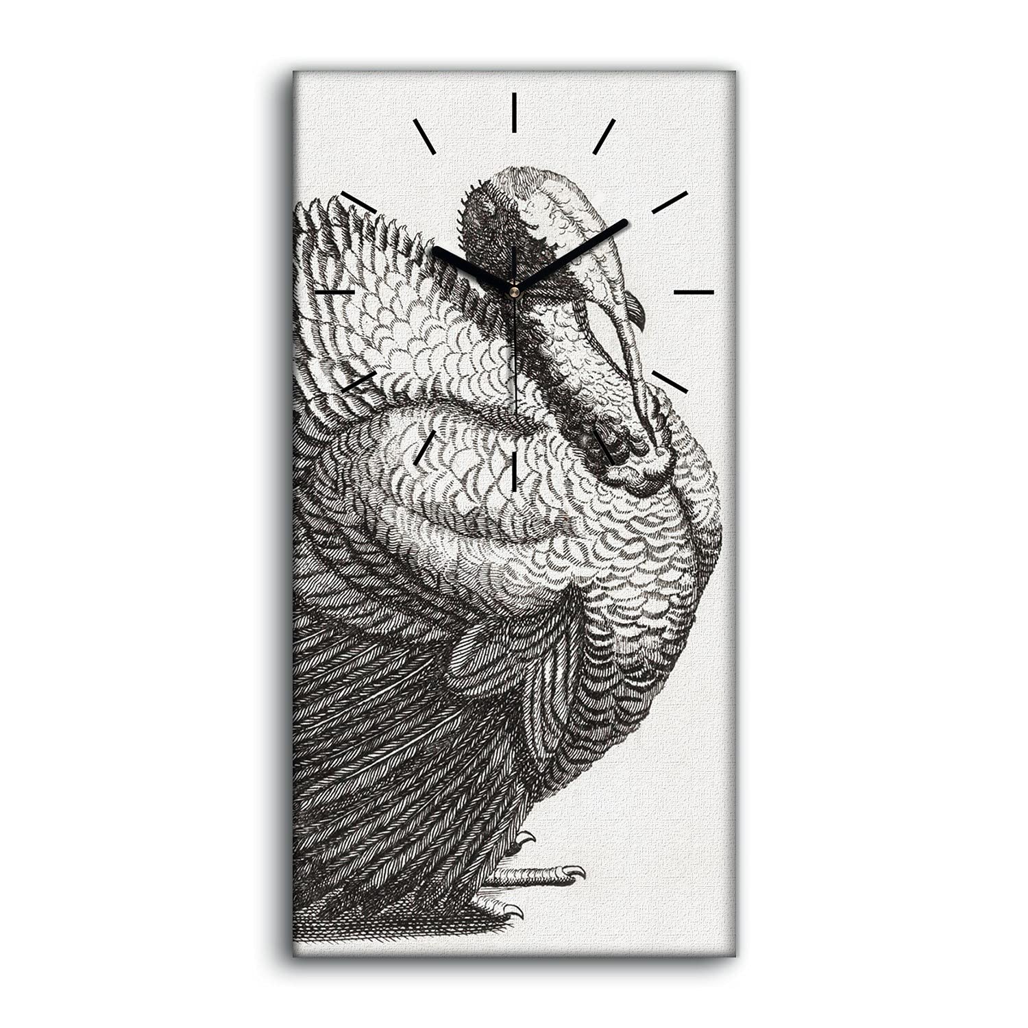 Horloge sur Toile Silencieuse Coloray Décoration Murale Dinde 30x60cm