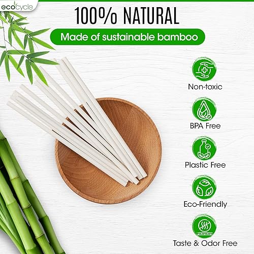 Miniatura 2 de Pajitas de fibra de bambú desechables biodegradables, 200 unidades, 7.8 pulgadas, compostables y biodegradables