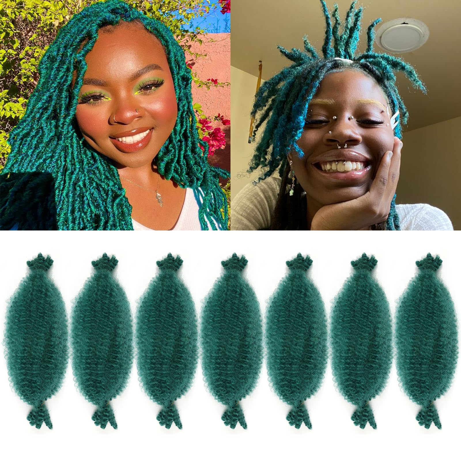 QANSFA Springy Afro Twist Hair 8 Inch 7 Packs Marley Hair Pre Fluffed Afro Braiding Hair for Soft Locs Spring Twist Hair kinky Twist Braiding Hair(8
