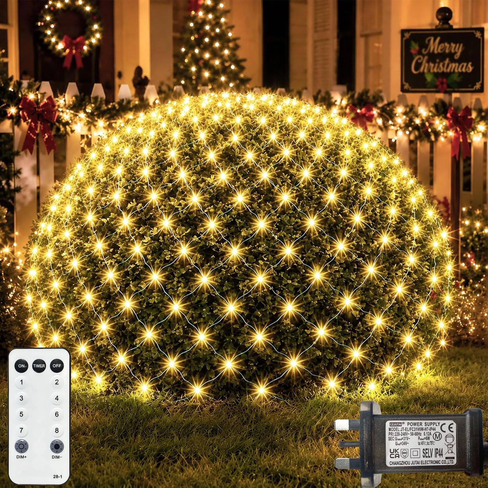 Net Lights Outdoor Indoor, 6.3M*1.5M 360LED Christmas Lights Warm White