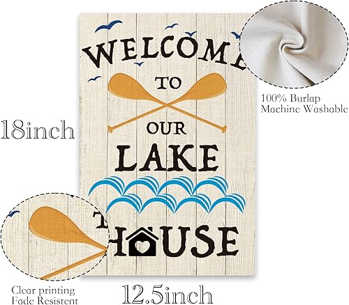 Miniatura 2 de ShuanQ - Bandera de bienvenida de doble cara para el hogar, patio, exterior, decoración de casa con lago, Life is Better at the Lake para patio,