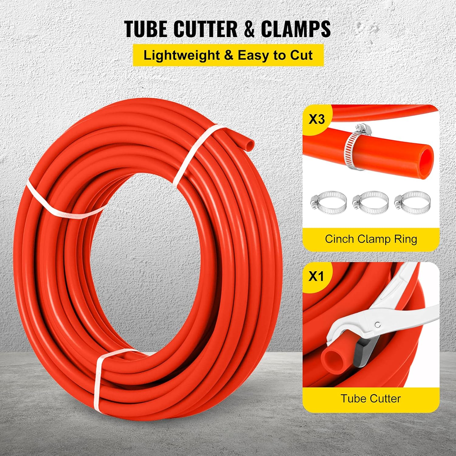 Happybuy Oxygen Barrier 1/2 Inch 300 Feet Tube Coil EVOH PEX-B Pipe, for Residential Commercial Radiant Floor Heating, Red