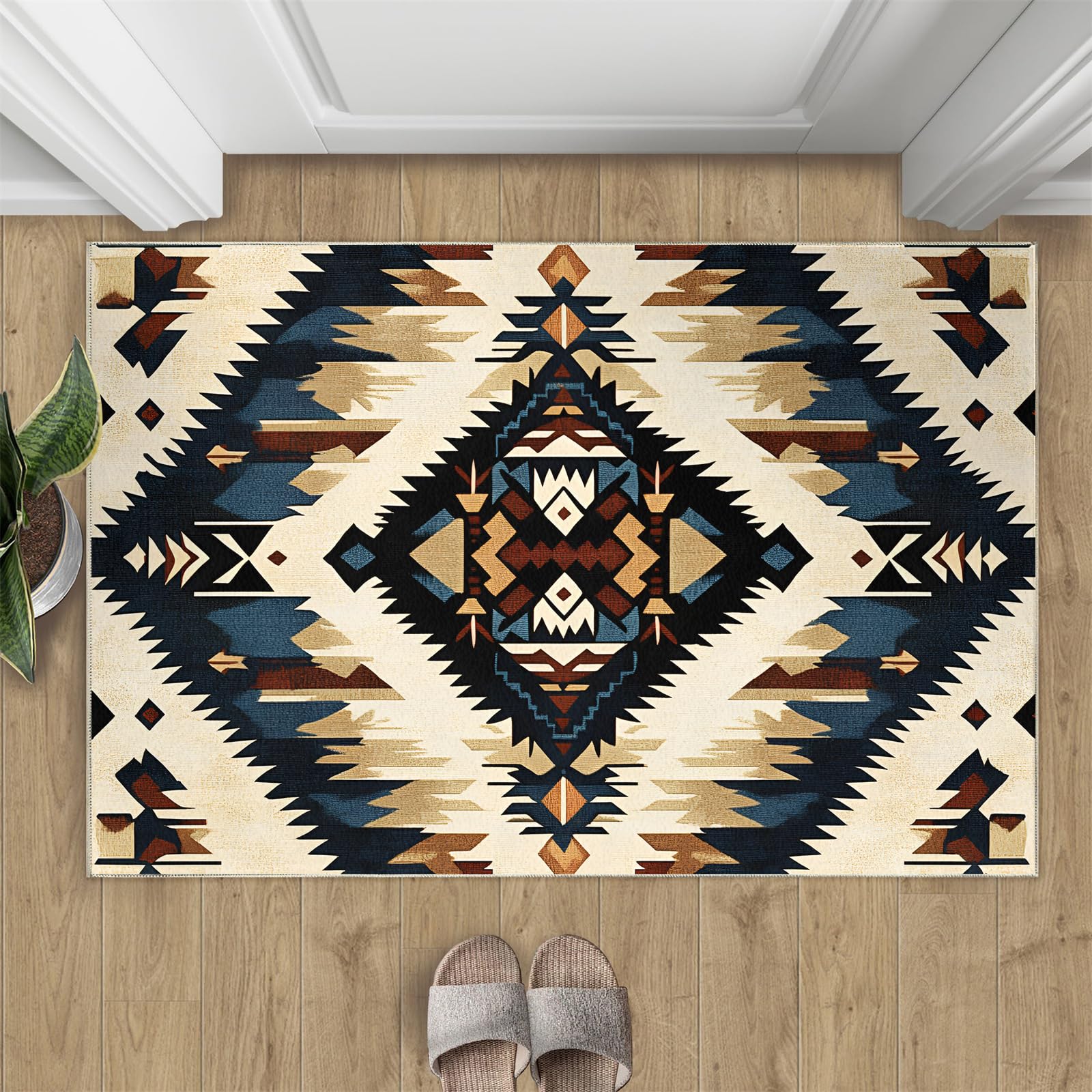 Tapis aztèque lavable et antidérapant pour un confort durable