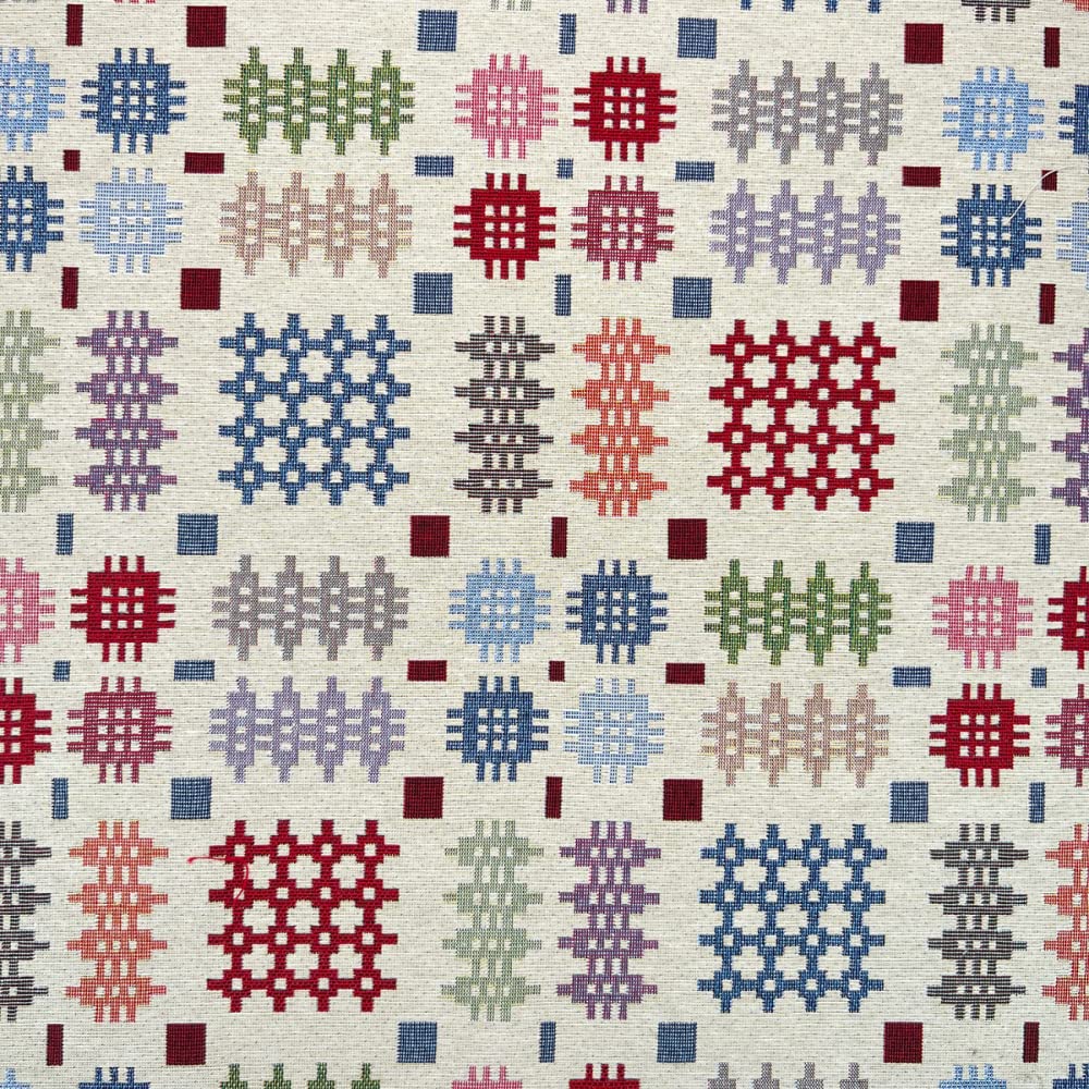 Tapestry Fabric Welsh Blanket Abstract Geometric Upholstery Furniture 140cm Wide (Sold Per Metre)