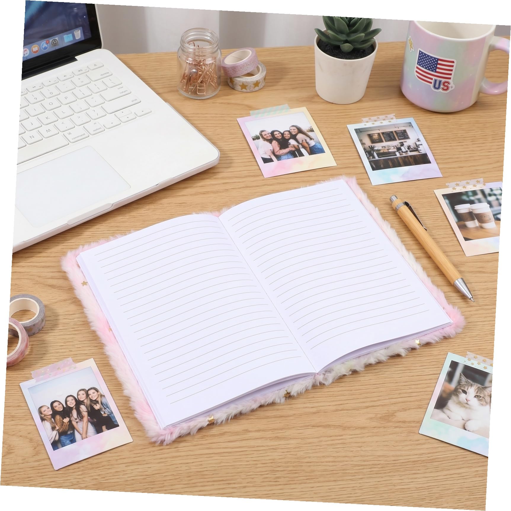DOITOOL 3 Piezas Cuaderno con de Peluche Diseño Estrella Degradada Portátil y Adorable para Estudiantes y Diario Personal