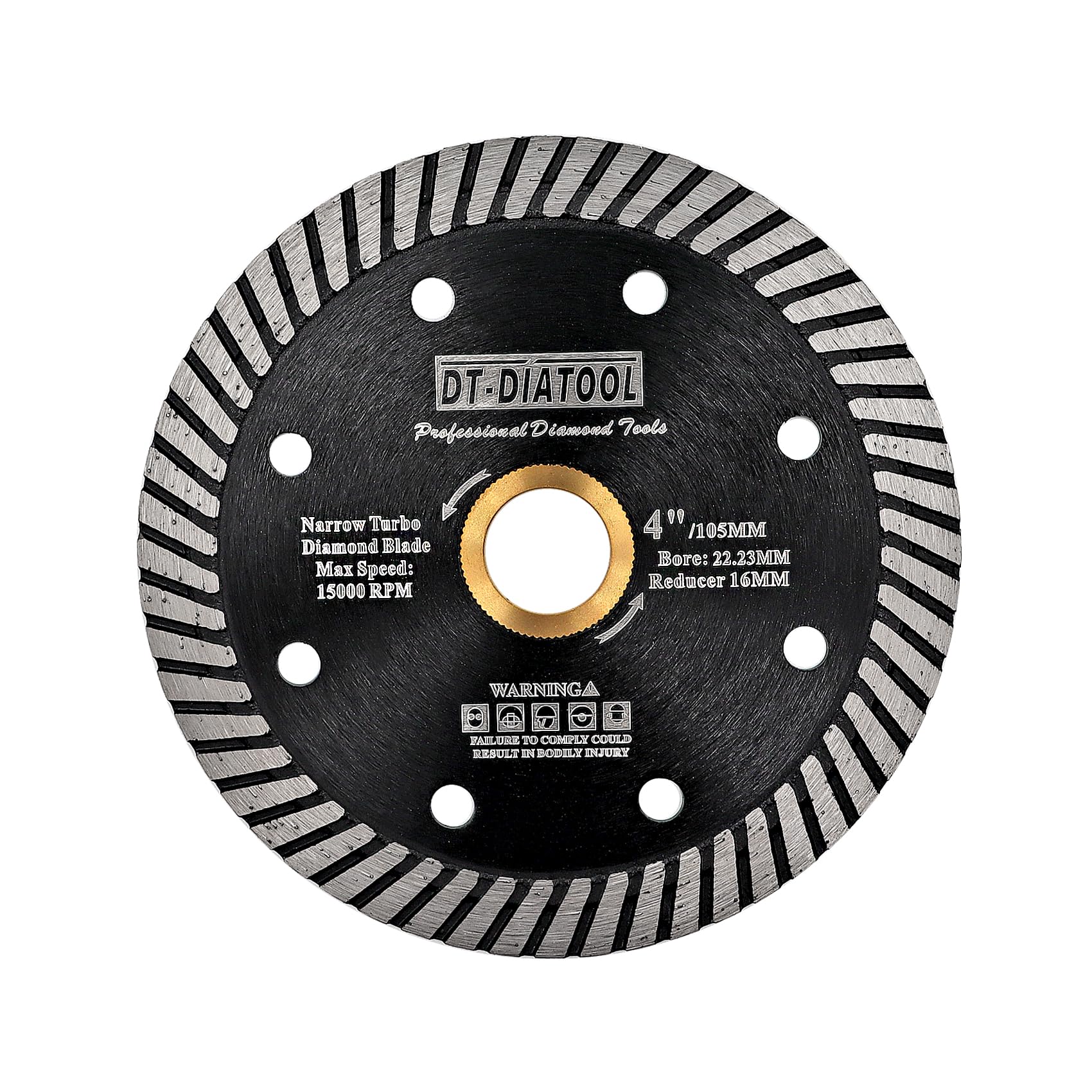 DT-DIATOOL Diamond Blade 5 Inch For Granite Marble Block Diamond Cutting Disc With Turbo Cutter Heads And Multiple Holes - View #3