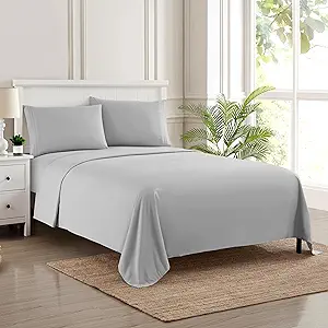 California King Sheet Sets - Breathable Luxury Sheets with Full Elastic & Secure Corner Straps Built In - 1800 Supreme Collection Deep Pocket Bedding, Sheet Set, EXTRA DEEP pocket - Cal King, Silver