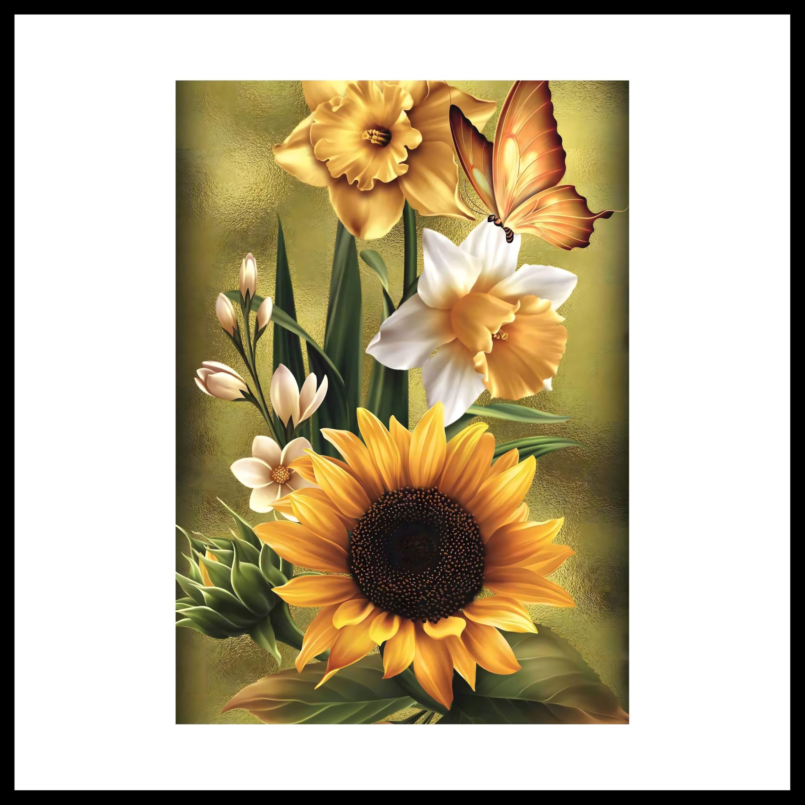 Sticky Rice Paper for Decoupage, 11.22" to 15.55", Craft Supplies , Decoupage Paper for Furniture, Animal Patterns & Designs , Butterfly & Sunflower Pattern 2154