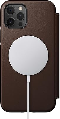 Nomad Rugged Folio Wallet Phone Case for iPhone 12 Pro - MagSafe Compatible, 10ft. Drop Protection, Horween Leather - Rustic Brown