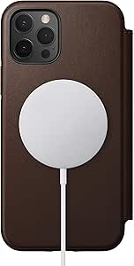 Nomad Rugged Folio Wallet Phone Case for iPhone 12 Pro - MagSafe Compatible, 10ft. Drop Protection, Horween Leather - Rustic Brown